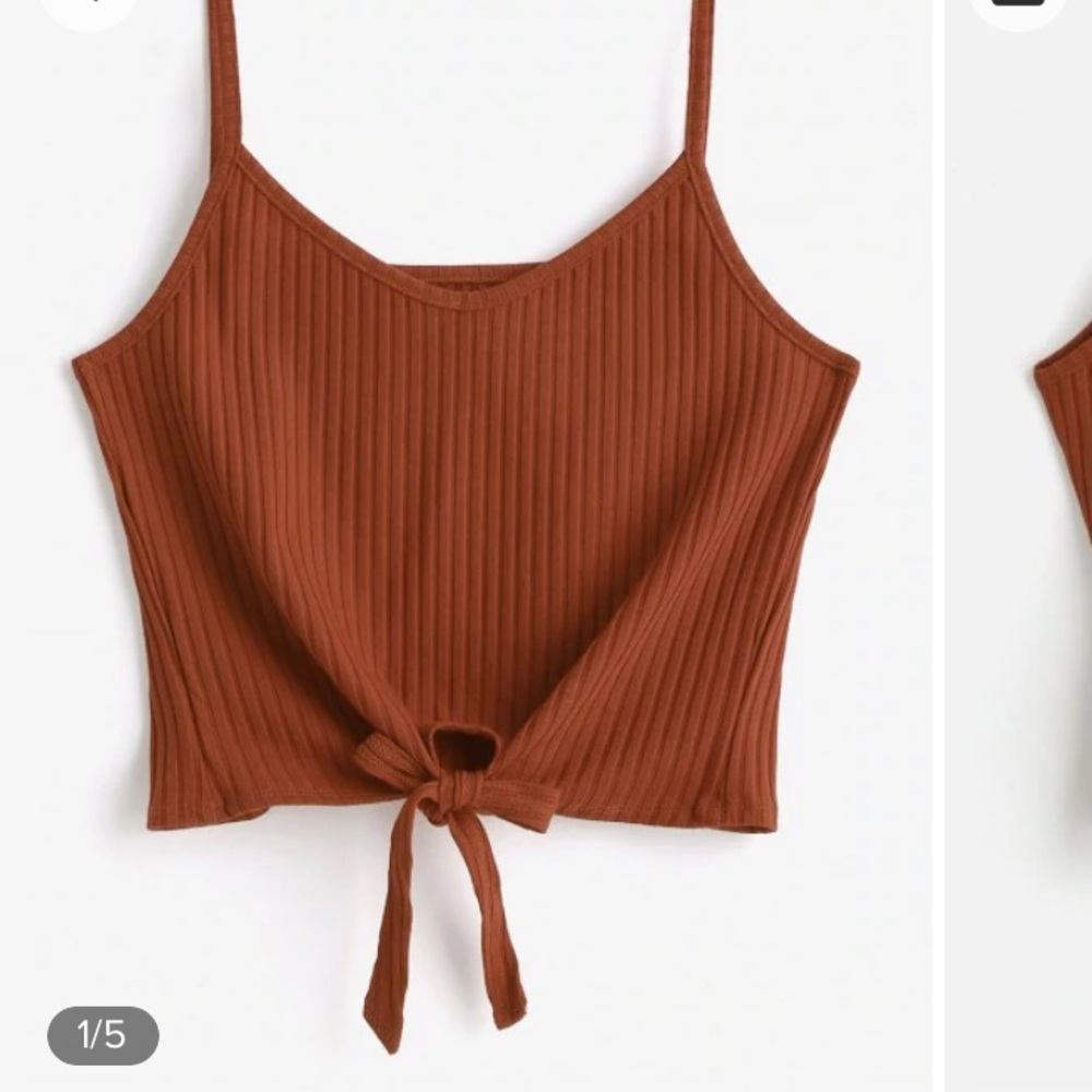 burnt orange front tie tank top